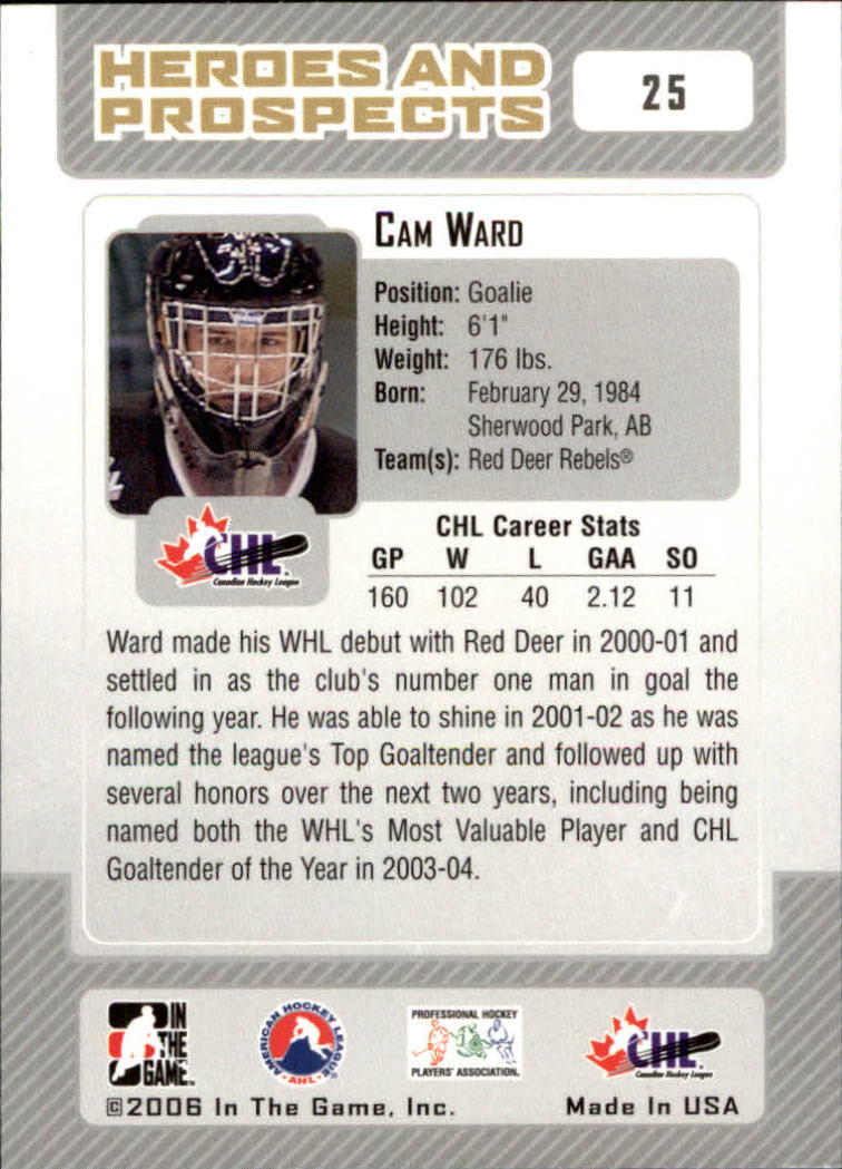 2006-07 ITG Heroes and Prospects #25 Cam Ward back image