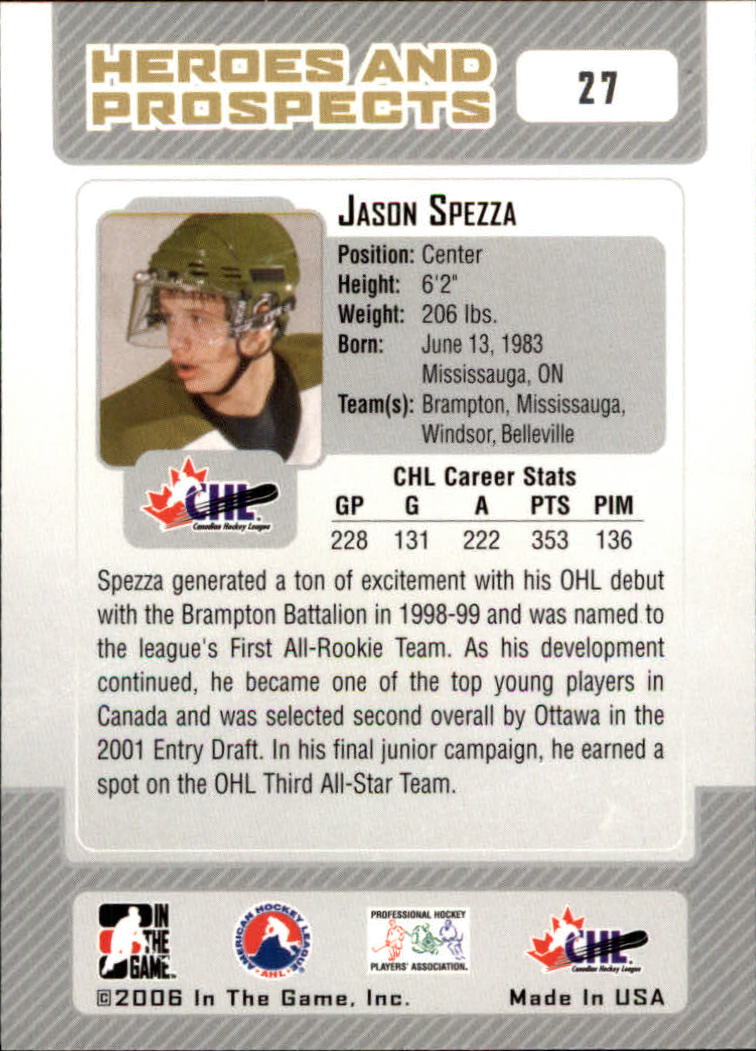 2006-07 ITG Heroes and Prospects #27 Jason Spezza back image