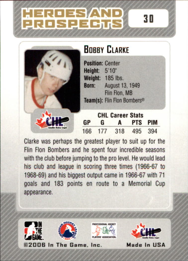 2006-07 ITG Heroes and Prospects #30 Bobby Clarke back image