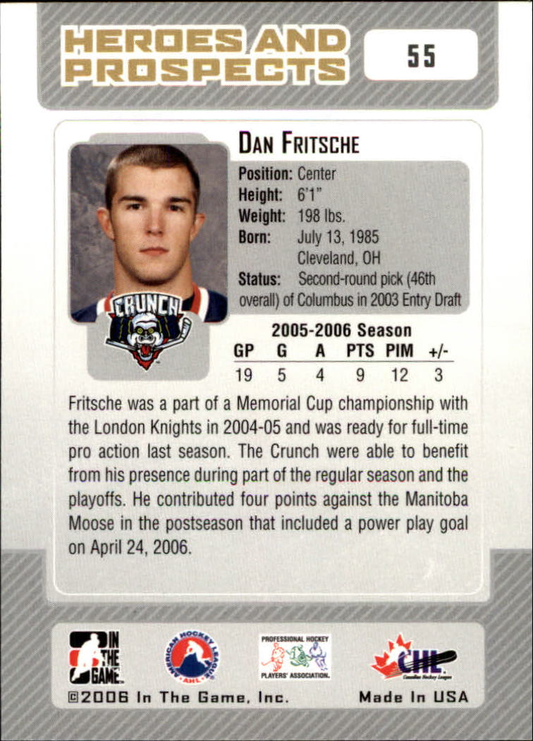 2006-07 ITG Heroes and Prospects #55 Dan Fritsche back image