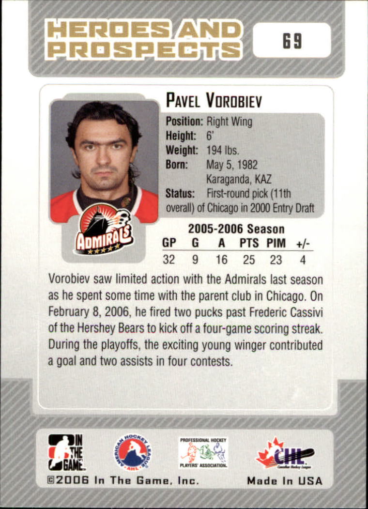 2006-07 ITG Heroes and Prospects #69 Pavel Vorobiev back image