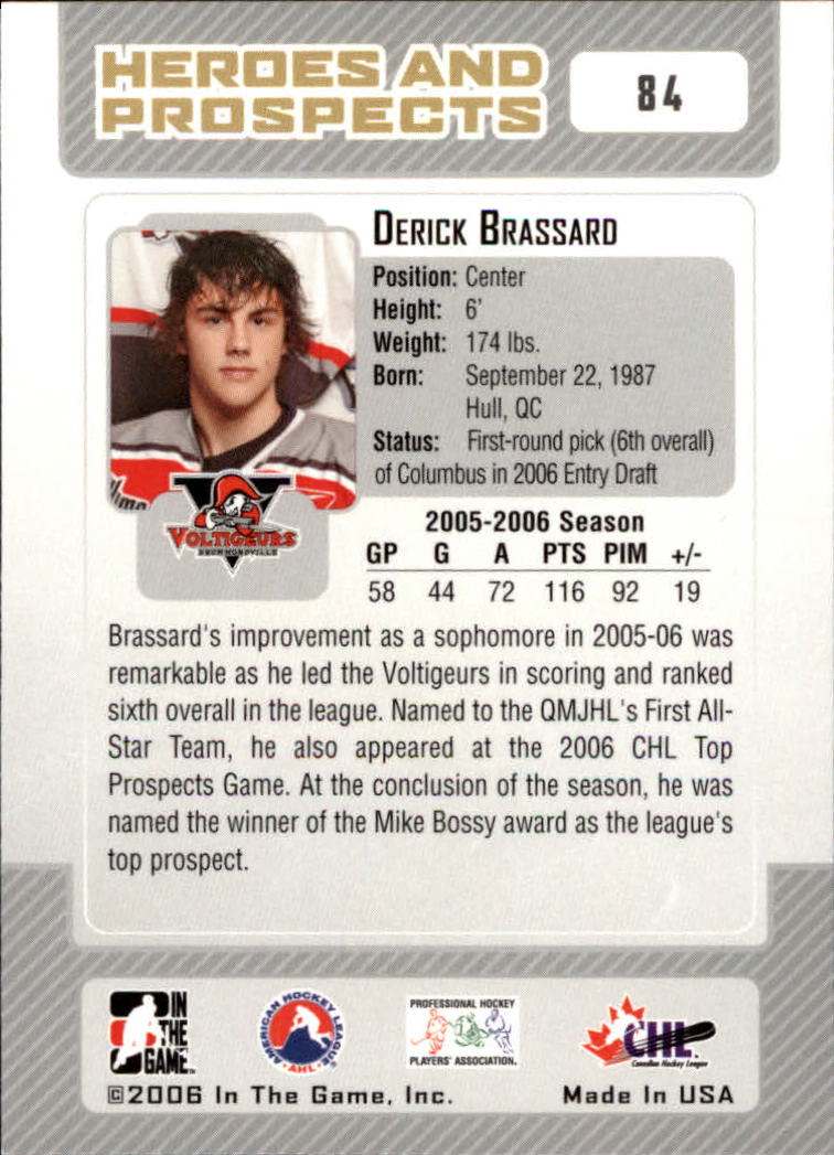 2006-07 ITG Heroes and Prospects #84 Derick Brassard back image