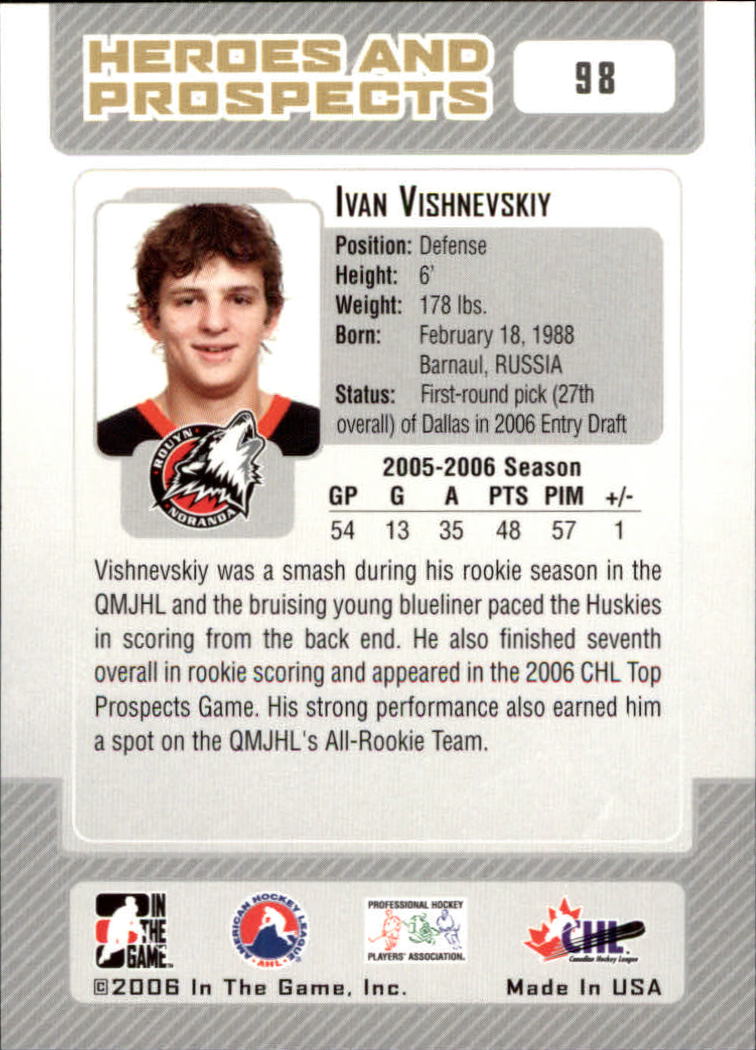 2006-07 ITG Heroes and Prospects #98 Ivan Vishnevskiy back image