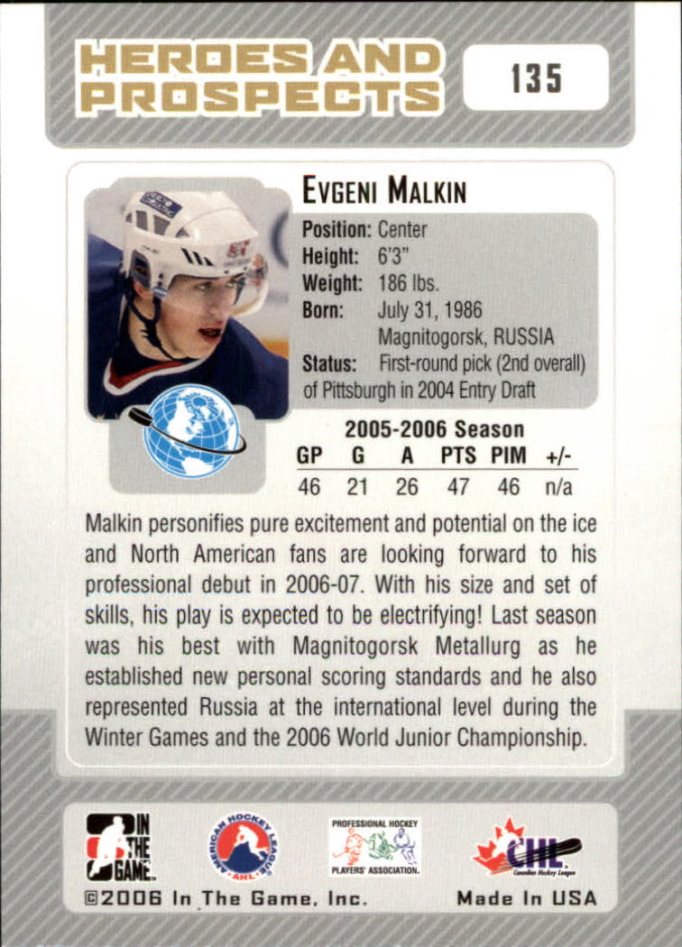 2007-08 Upper Deck Be A Player #157 Evgeni Malkin