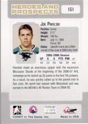 2006-07 ITG Heroes and Prospects #151 Joe Pavelski back image
