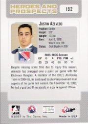 2006-07 ITG Heroes and Prospects #192 Justin Azevedo back image