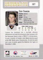 2006-07 ITG Heroes and Prospects #197 Cody Franson back image