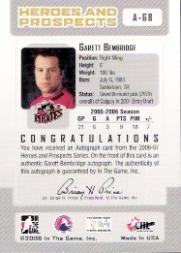 2006-07 ITG Heroes and Prospects Autographs #AGB Garett Bembridge back image