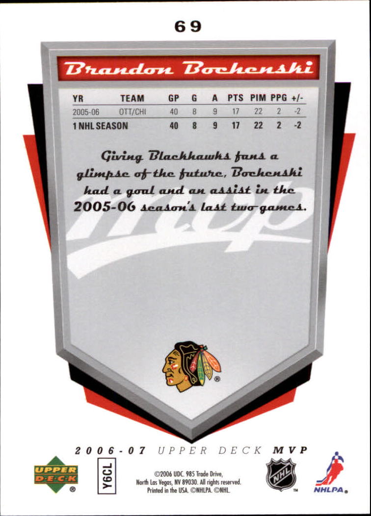 2006-07 Upper Deck MVP #69 Brandon Bochenski back image