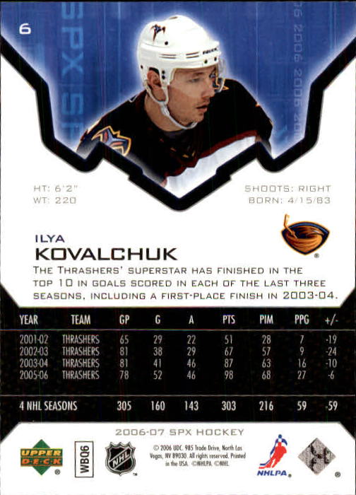 2006-07 SPx #6 Ilya Kovalchuk back image