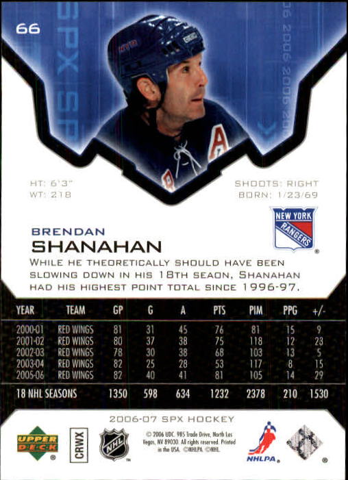 2006-07 SPx #66 Brendan Shanahan back image