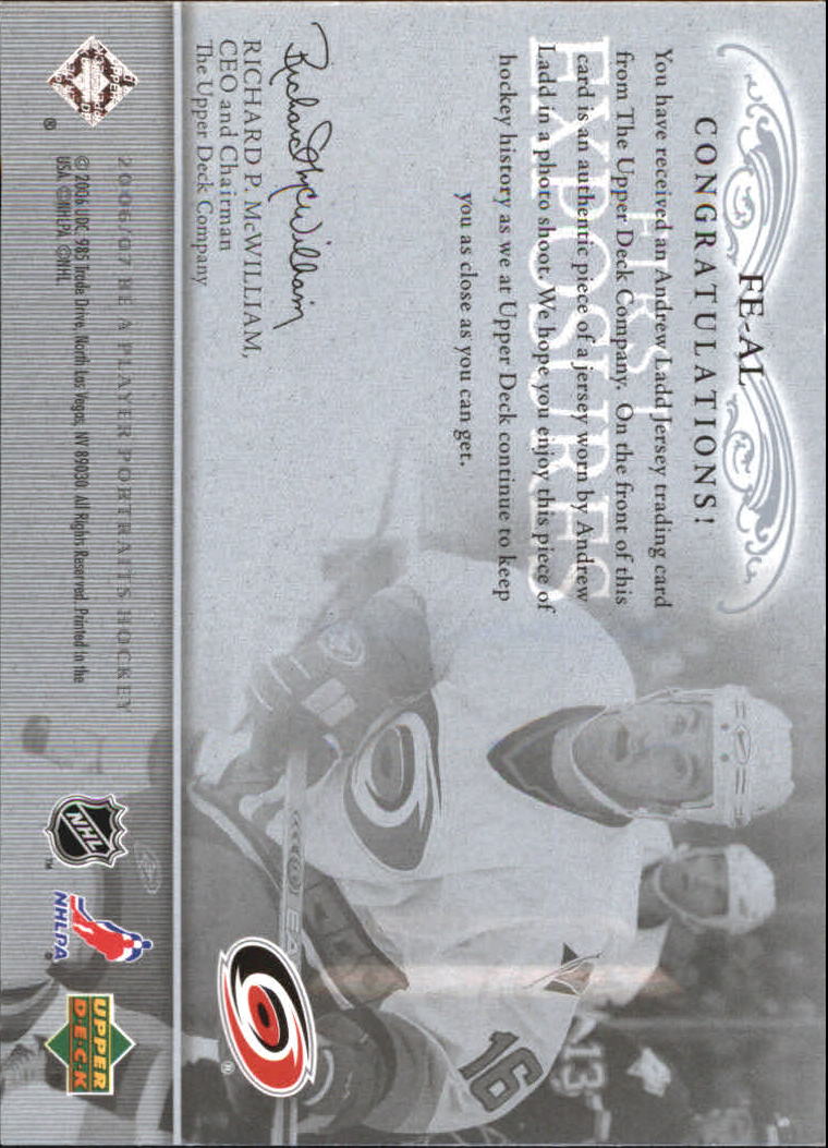 2006-07 Be A Player Portraits First Exposures #FEAL Andrew Ladd back image