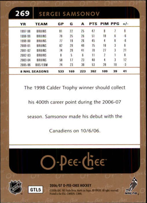 B1590- 2006-07 O Pee Chee Hockey Karte #S 251-500 -du Pick- 15 + Gratis US - Bild 37 von 473