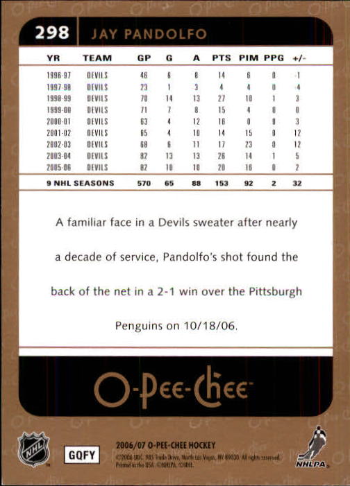 B1590- 2006-07 O Pee Chee Hockey Karte #S 251-500 -du Pick- 15 + Gratis US - Bild 93 von 473
