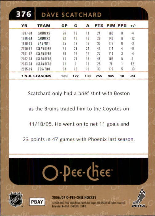 B1590- 2006-07 O Pee Chee Hockey Karte #S 251-500 -du Pick- 15 + Gratis US - Bild 239 von 473