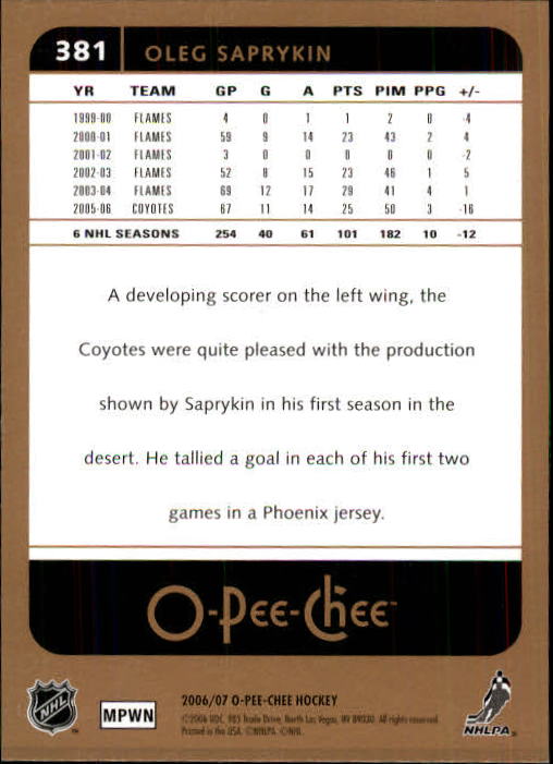 B1590- 2006-07 O Pee Chee Hockey Karte #S 251-500 -du Pick- 15 + Gratis US - Bild 247 von 473