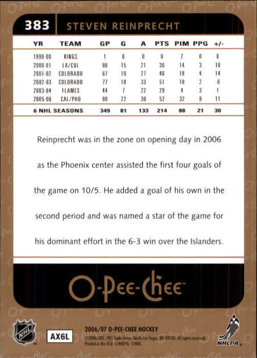 B1590- 2006-07 O Pee Chee Hockey Karte #S 251-500 -du Pick- 15 + Gratis US - Bild 251 von 473