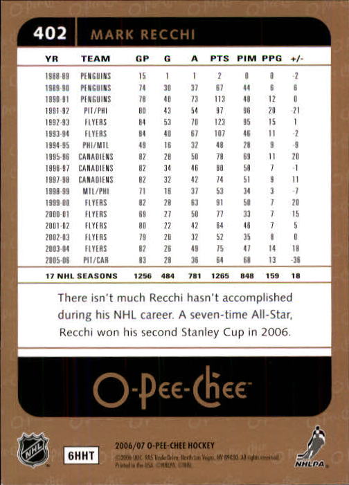B1590- 2006-07 O Pee Chee Hockey Karte #S 251-500 -du Pick- 15 + Gratis US - Bild 285 von 473