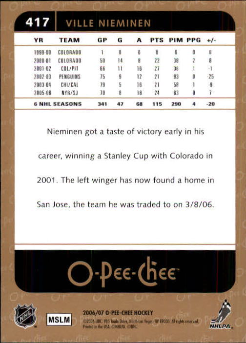 B1590- 2006-07 O Pee Chee Hockey Karte #S 251-500 -du Pick- 15 + Gratis US - Bild 311 von 473