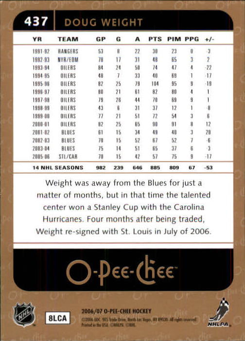 B1590- 2006-07 O Pee Chee Hockey Karte #S 251-500 -du Pick- 15 + Gratis US - Bild 351 von 473