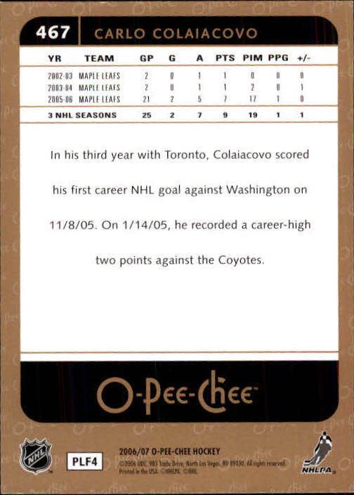 B1590- 2006-07 O Pee Chee Hockey Karte #S 251-500 -du Pick- 15 + Gratis US - Bild 411 von 473