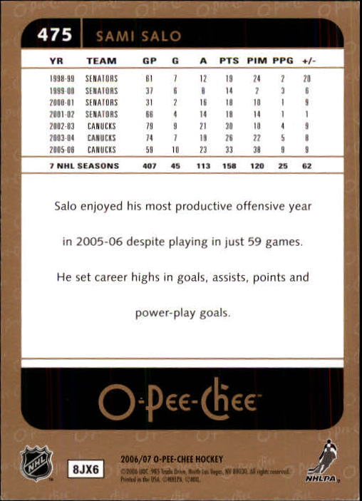 B1590- 2006-07 O Pee Chee Hockey Karte #S 251-500 -du Pick- 15 + Gratis US - Bild 425 von 473