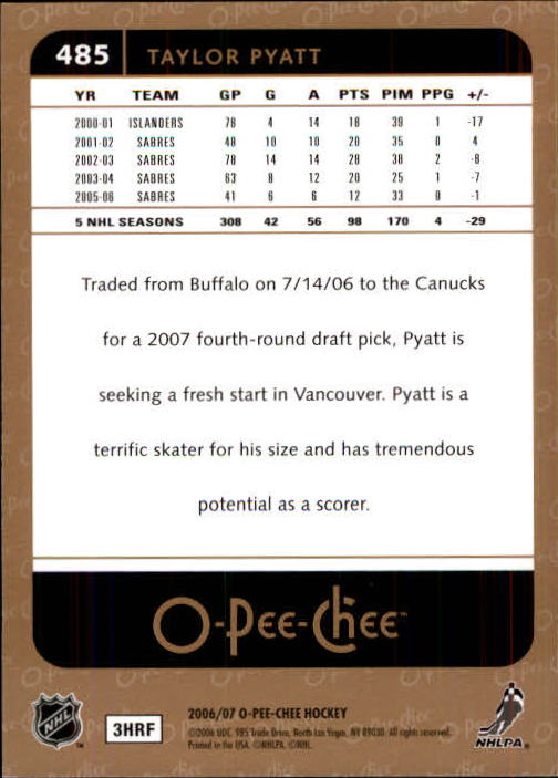 B1590- 2006-07 O Pee Chee Hockey Karte #S 251-500 -du Pick- 15 + Gratis US - Bild 445 von 473