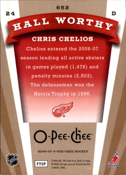 2006-07 O-Pee-Chee #652 Chris Chelios back image