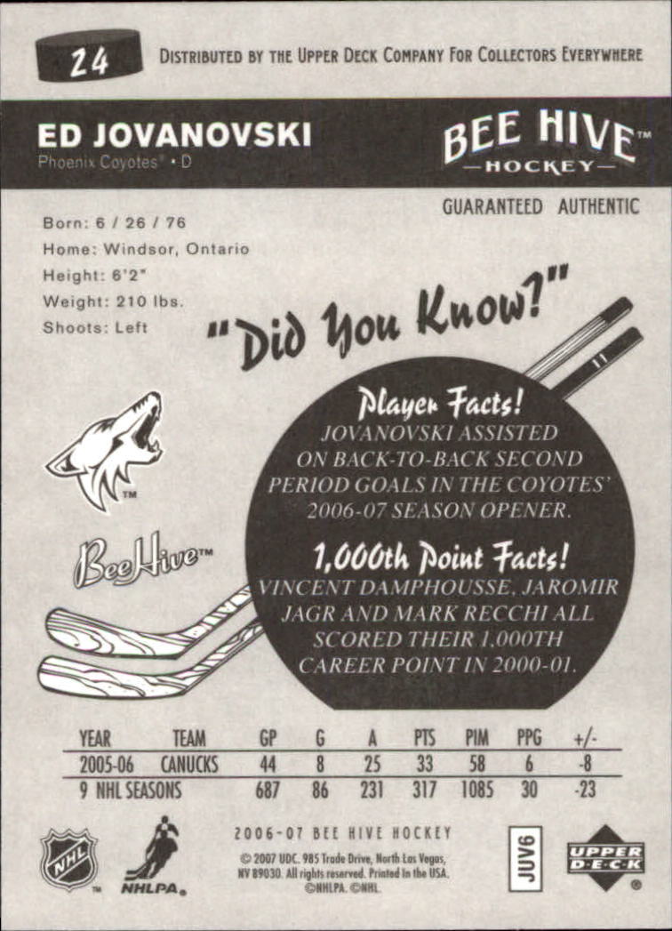 2006-07 Beehive #24 Ed Jovanovski back image
