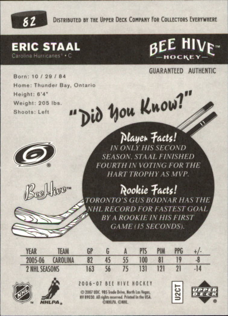 2006-07 Beehive #82 Eric Staal back image