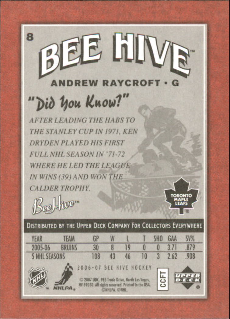 2006-07 Beehive Red Facsimile Signatures #8 Andrew Raycroft back image