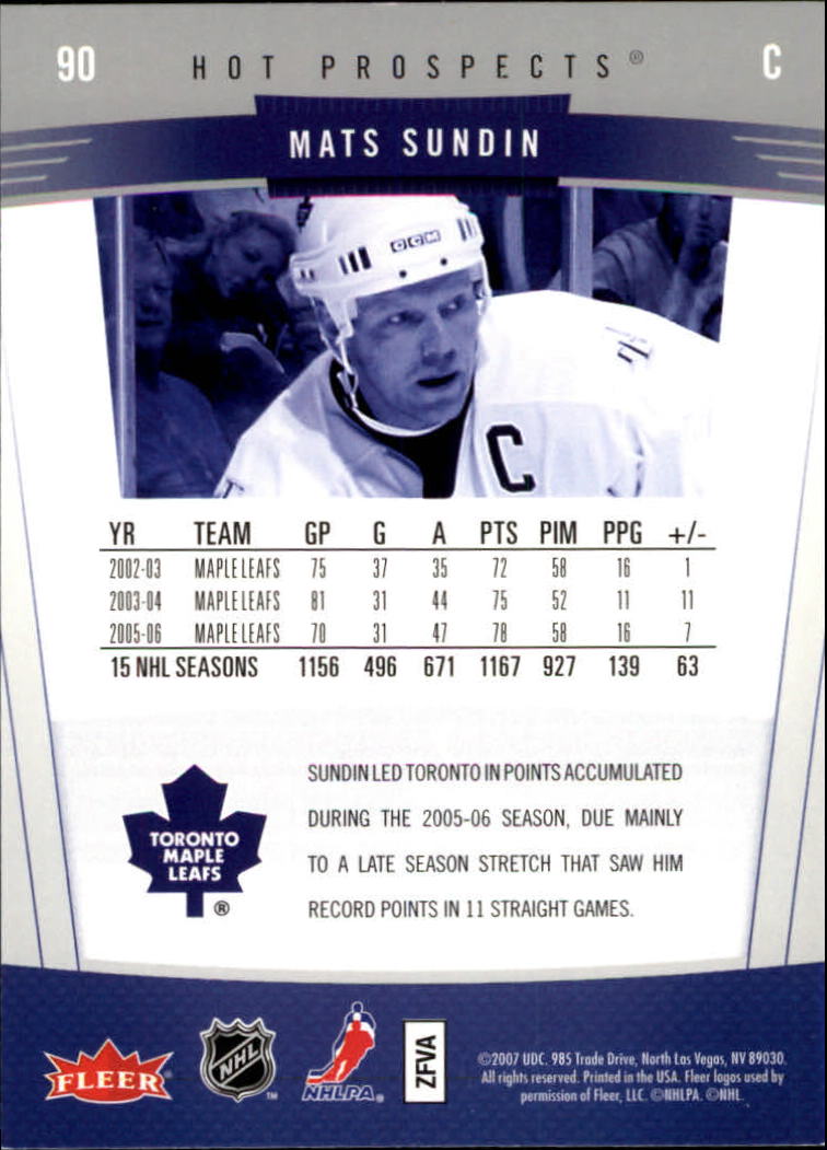 2006-07 Fleer Hot Prospects - #90 Mats Sundin