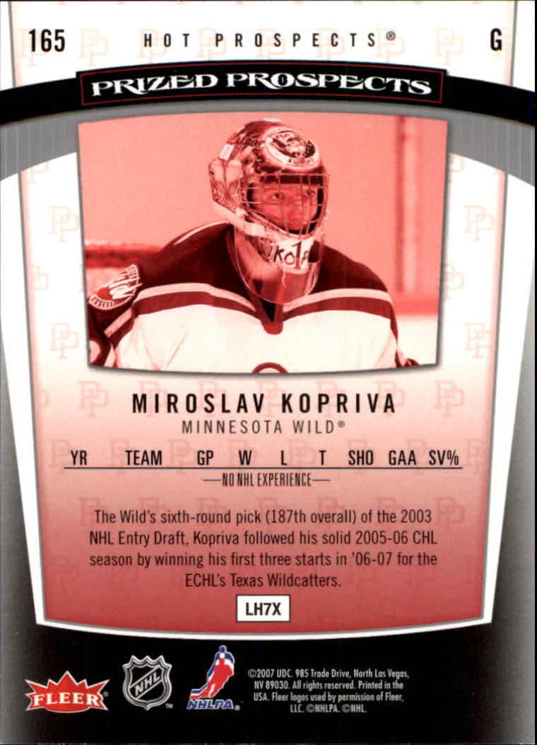 2006-07 Hot Prospects #165 Miroslav Kopriva RC back image