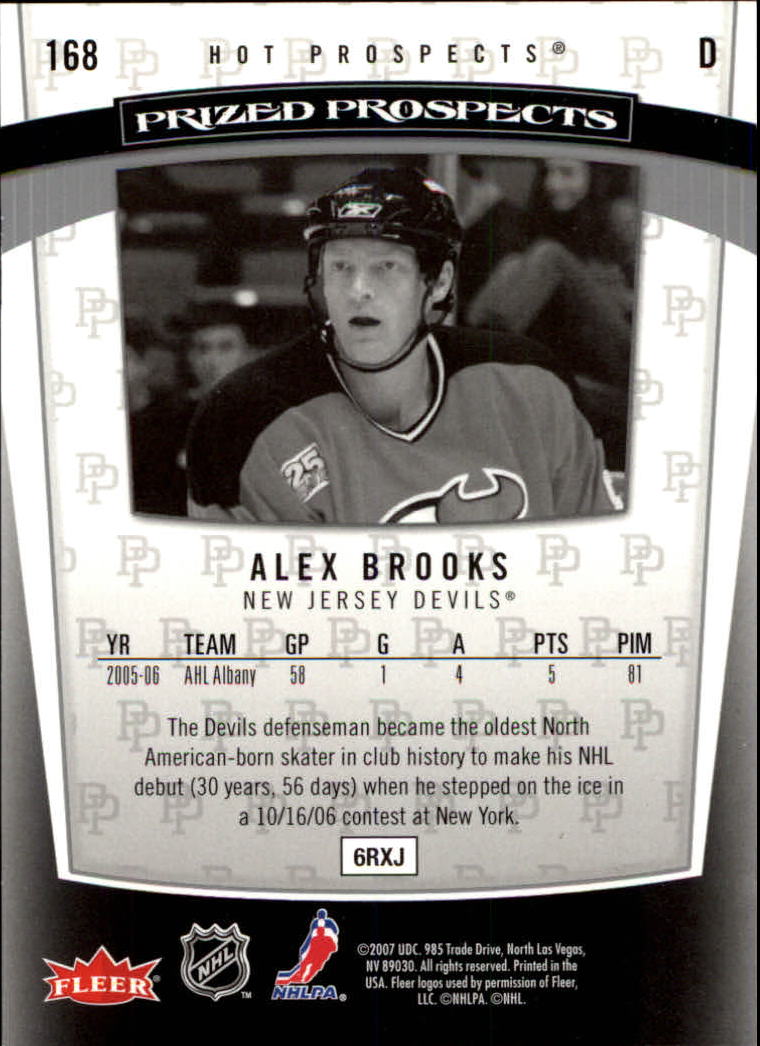 2006-07 Hot Prospects #168 Alex Brooks RC back image