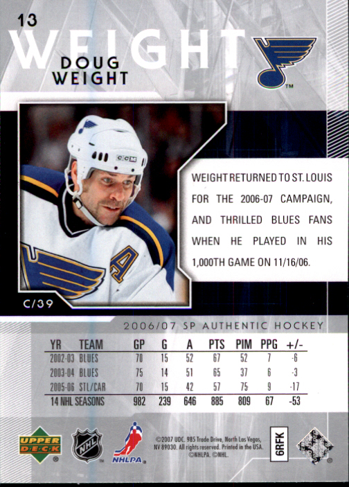 B2076- 2006-07 SP Authentic Hockey Card #s 1-243 -You Pick- 15+ FREE US SHIP