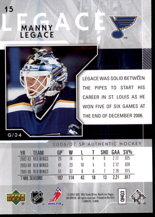 B2076- 2006-07 SP Authentic Hockey Card #s 1-243 -You Pick- 15+ FREE US SHIP