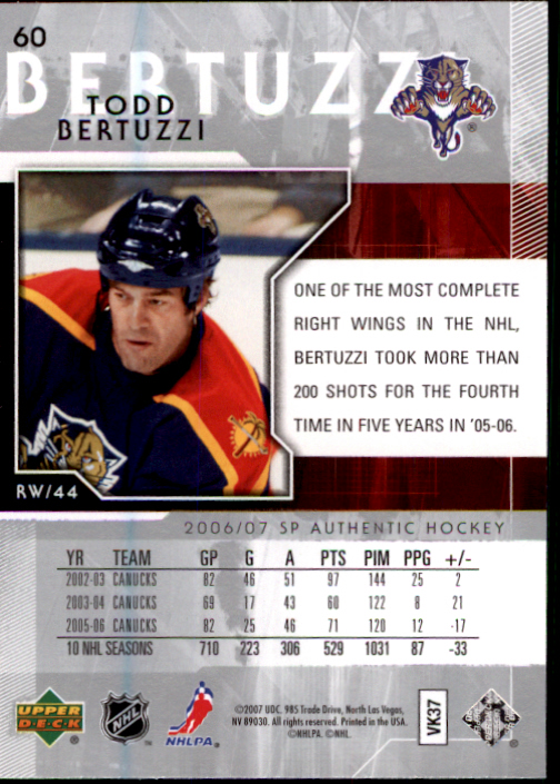 B2076- 2006-07 SP Authentic Hockey Card #s 1-243 -You Pick- 15+ FREE US SHIP