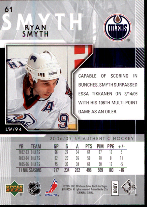 B2076- 2006-07 SP Authentic Hockey Card #s 1-243 -You Pick- 15+ FREE US SHIP