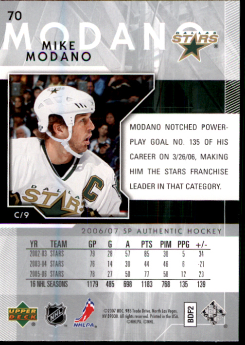 2006-07 SP Authentic #70 Mike Modano back image