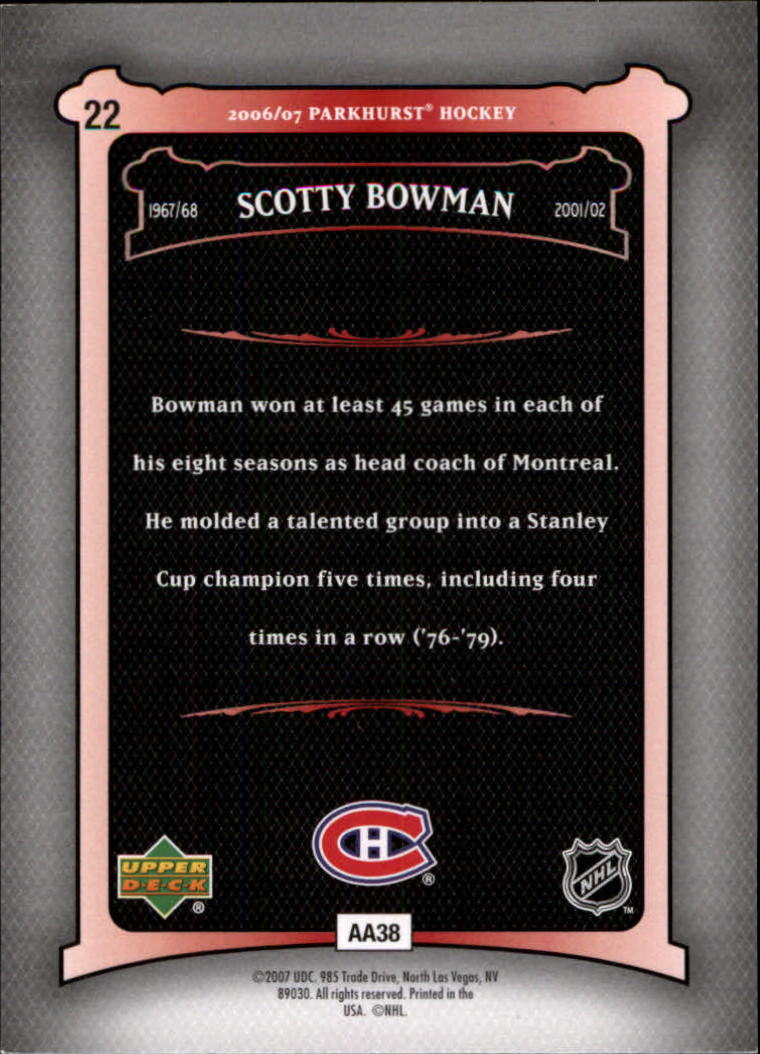 2006-07 Parkhurst #22 Scotty Bowman back image