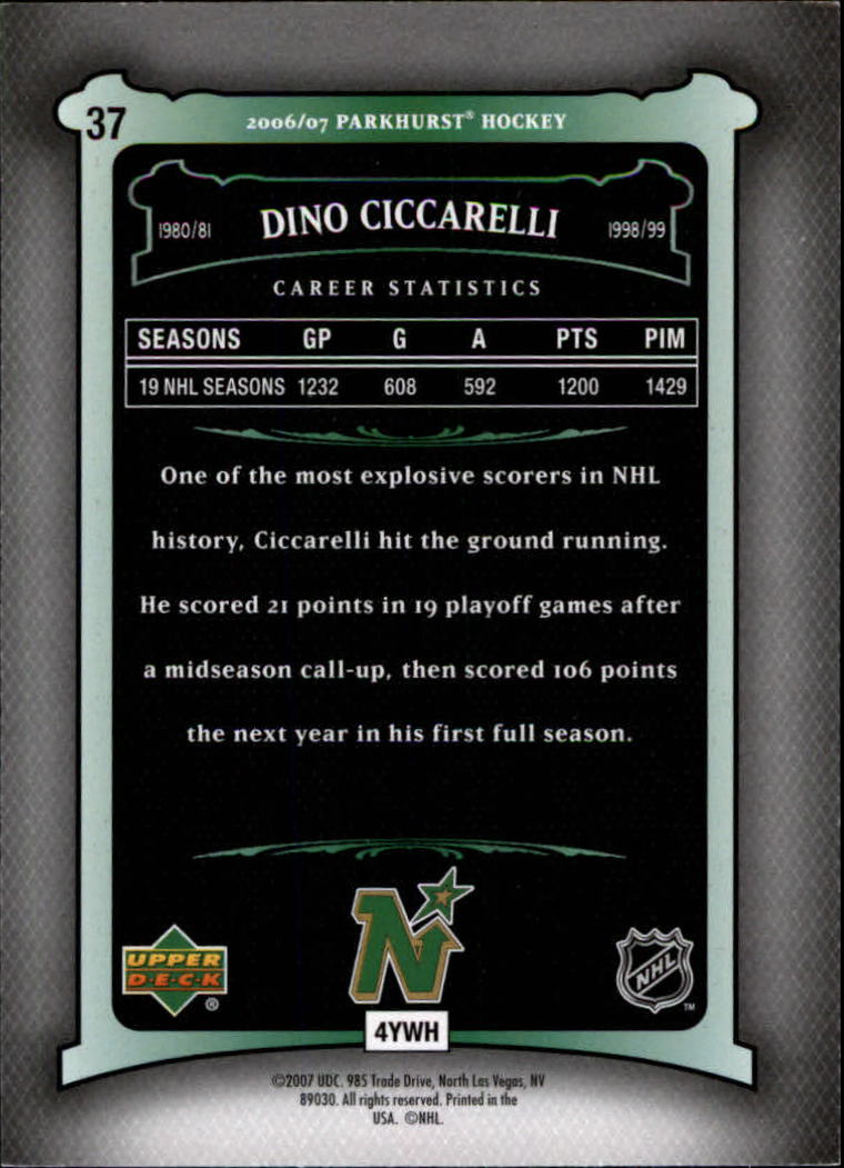 2006-07 Parkhurst #37 Dino Ciccarelli back image