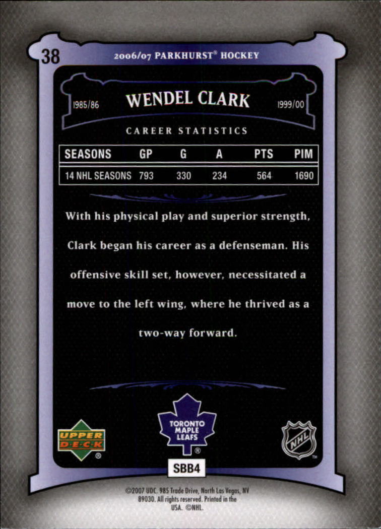 2006-07 Parkhurst #38 Wendel Clark back image