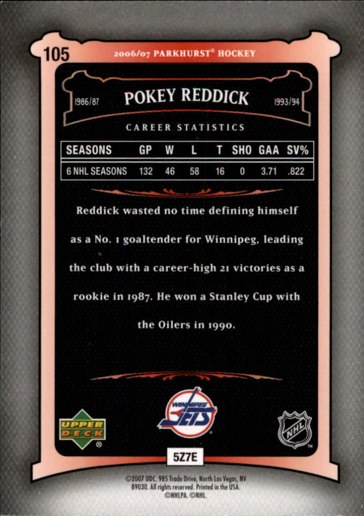 2006-07 Parkhurst #105 Pokey Reddick back image