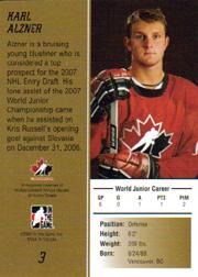 2007 ITG Going For Gold World Juniors #3 Karl Alzner back image