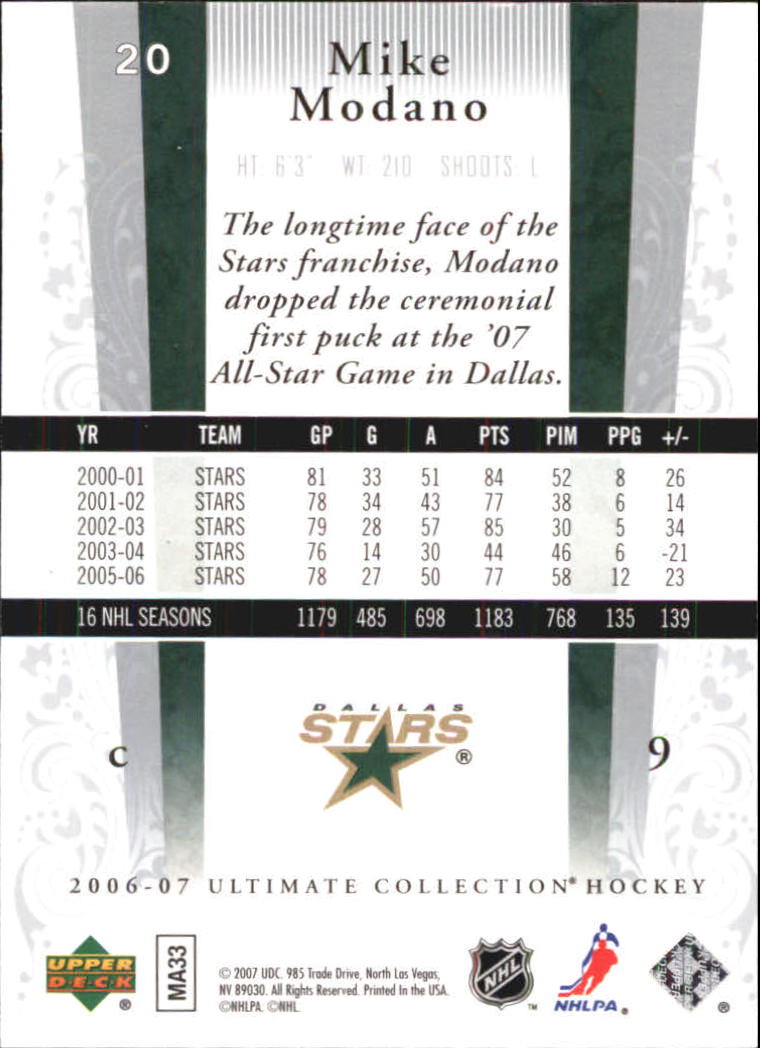2006-07 Ultimate Collection #20 Mike Modano back image