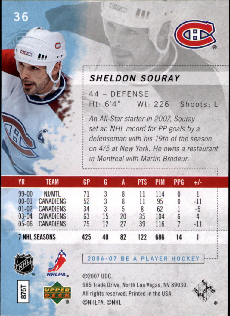 2006-07 Be A Player #36 Sheldon Souray back image