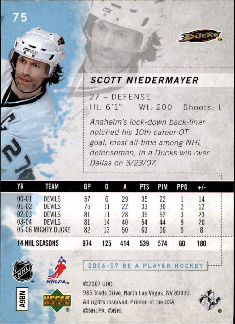 2006-07 Be A Player #75 Scott Niedermayer back image