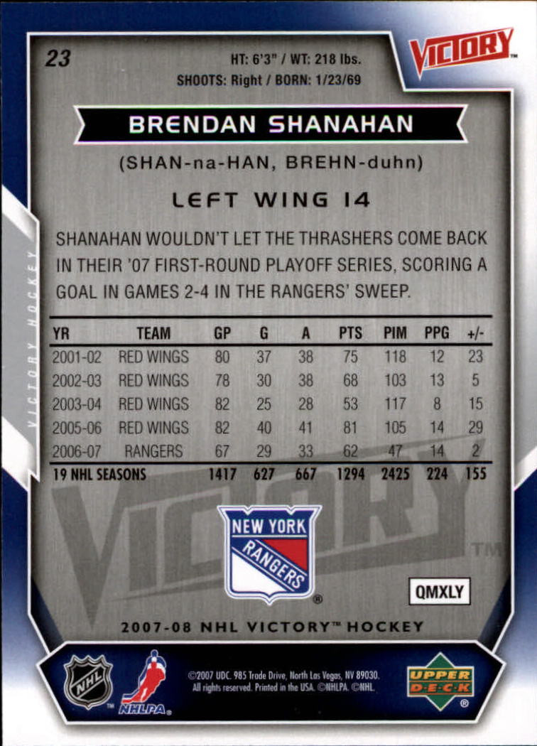 2007-08 Upper Deck Victory #23 Brendan Shanahan back image