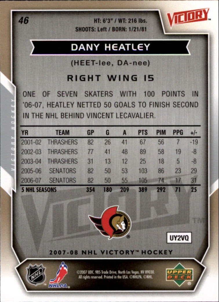  2007 Upper Deck Victory Hockey Card (2007-08) #134