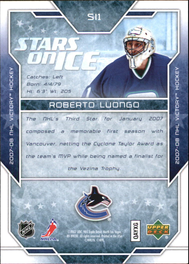 2007-08 Upper Deck Victory Stars on Ice #SI1 Roberto Luongo back image
